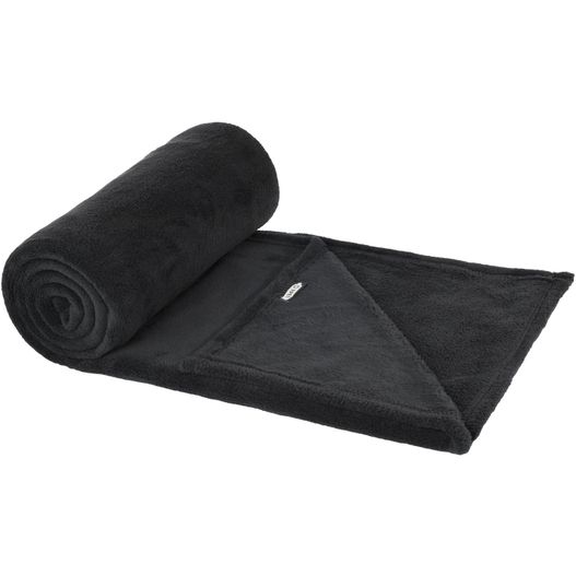 ein schwarzes handtuch auf weißem hintergrund Lily GRS zertifizierte, RPET Decke aus Coral Fleece (Bild 1)
