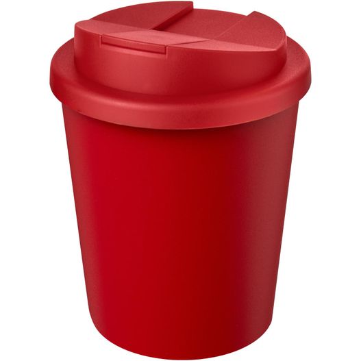eine rote tasse mit deckel und deckel Americano® Espresso Eco 250 ml recycelter Isolierbecher mit auslaufsicherem Deckel (Bild 1)