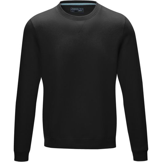 ein schwarzes sweatshirt mit blauem logo auf der brust Jasper Pullover mit Rundhalsausschnitt aus Bio-Material für Herren (Bild 1)