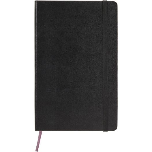 ein schwarzes notizbuch mit einem pinken stift oben Moleskine Classic Hardcover Notizbuch Taschenformat – liniert (Bild 1)