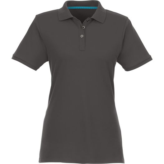 ein frauen graues poloshirt mit blauem kragen Beryl Poloshirt aus Bio-Recyclingmaterial für Damen (Bild 1)