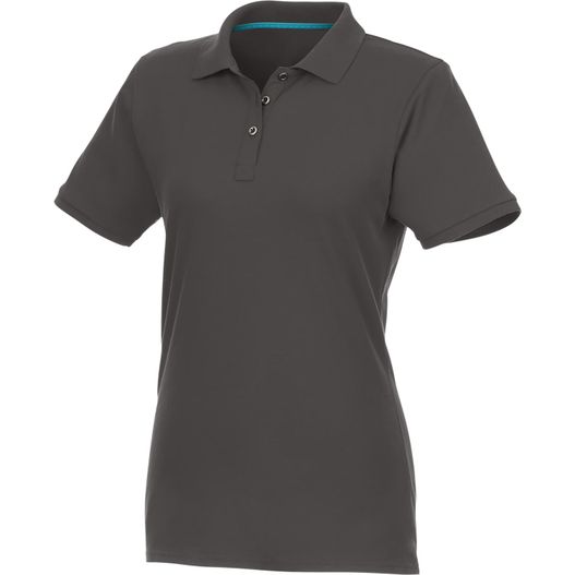 ein frauen poloshirt mit blauem kragen Beryl Poloshirt aus GOTS Bio-Recyclingmaterial für Damen (Bild 1)