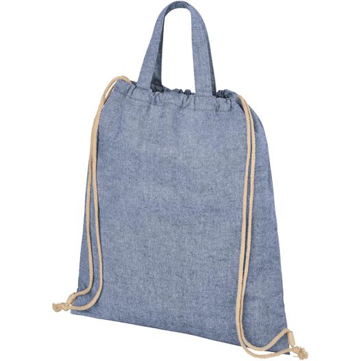 eine blaue tasche mit einem seil am griff Pheebs 210 g/m² recycelter Turnbeutel 6L (Bild 1)