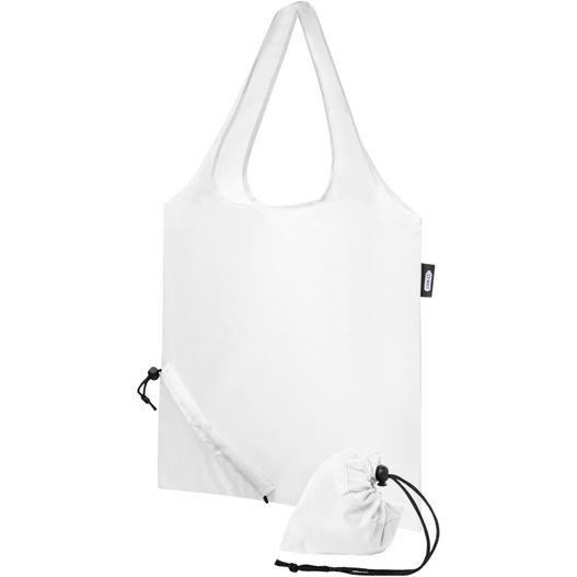 eine weiße tasche mit einem schubladensack und einem schubladensack Sabia faltbare RPET Tragetasche 7L (Bild 1)