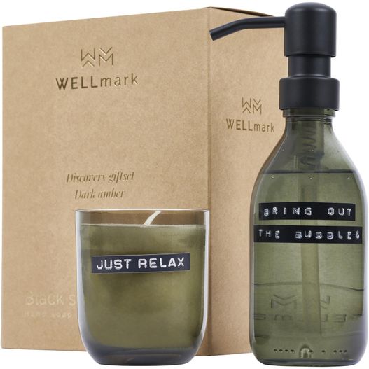 Produktabbildung Wellmark Discovery Seifenspender und Duftkerze ´dunkler Bernstein´-Set, 200 ml (Seifenspender) und 150 g (Duftkerze) Wellmark Discovery Seifenspender und Duftkerze ´dunkler Bernstein´-Set, 200 ml (Seifenspender) und 150 g (Duftkerze) (Bild 1)