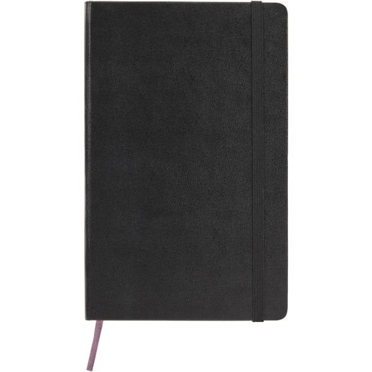 ein schwarzes notizbuch mit einem pinken stift oben Moleskine Classic Hardcover Notizbuch L – gepunktet (Bild 1)