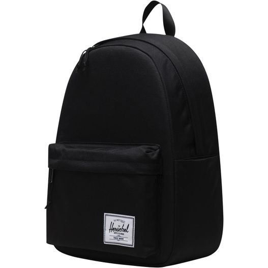 ein schwarzer rucksack mit einem weißen label darauf Herschel Classic™ recycelter Laptop-Rucksack 26 L (Bild 1)