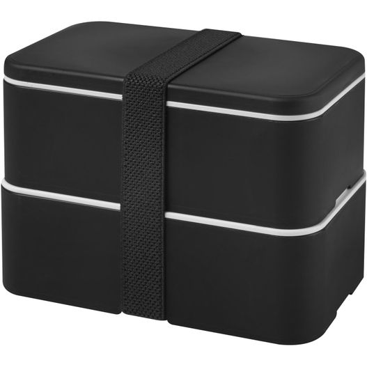 eine schwarze lunchbox mit einem riemen darauf MIYO 700+700 ml Doppel-Lunchbox (Bild 1)