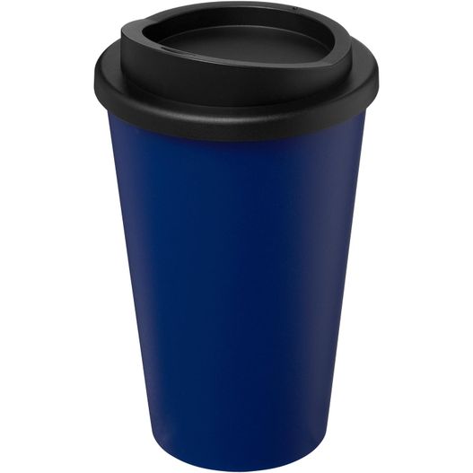 eine blaue tasse mit einem schwarzen deckel und einem schwarzen deckel Americano® recycelter isolierter 350 ml Becher (Bild 1)