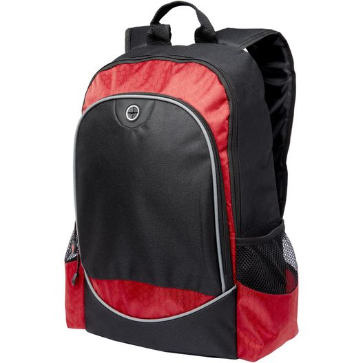 einen roten und schwarzen rucksack mit einer netztasche Benton 15" Laptop-Rucksack 15L (Bild 1)