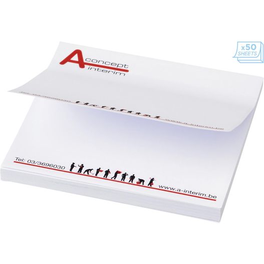 eine weiße visitenkarte mit einer reihe von leuten darauf Sticky-Mate® Haftnotizen 75x75 mm (Bild 1)