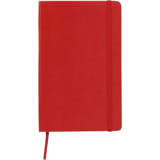 ein rotes notizbuch mit einem roten elastischen band Moleskine Classic Hardcover Notizbuch L – liniert (Bild 1)