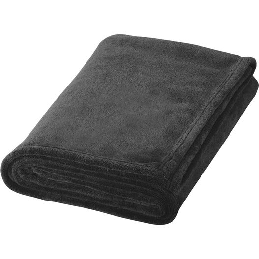 eine schwarze decke gefaltet auf einem weißen hintergrund Bay Plaid-Decke aus extraweichem Coral-Fleece (Bild 1)