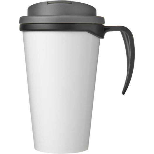 eine weiße tasse mit schwarzem deckel und griff Brite-Ameriano® Grande 350 ml Isolierbecher mit auslaufsicherem Schraubverschluss (Bild 1)