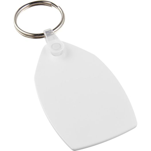 eine weiße schlüsselkette mit einem metallring Tait rechteckiger Schlüsselanhänger aus recyceltem Material (Bild 1)