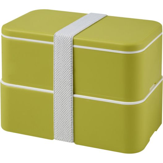 eine grüne lunchbox mit einem weißen band MIYO Doppel-Lunchbox (Bild 1)
