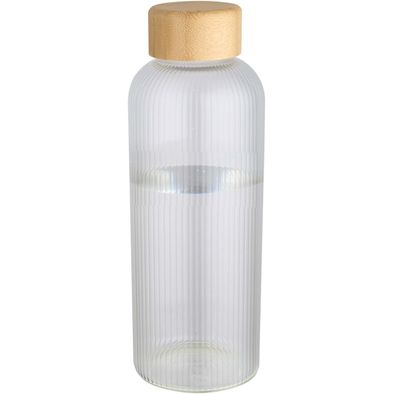 Mirage 650 ml einwandige Trinkflasche aus Borosilikatglas mit Bambusdeckel