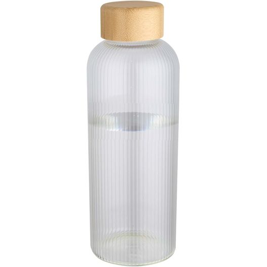 Mirage 650 ml einwandige Trinkflasche aus Borosilikatglas mit Bambusdeckel (Bild 1)