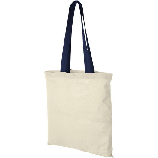 eine natürliche leinwand-totetasche mit blauem griff Nevada 100 g/m² Baumwoll Tragetasche 7L (Bild 1)