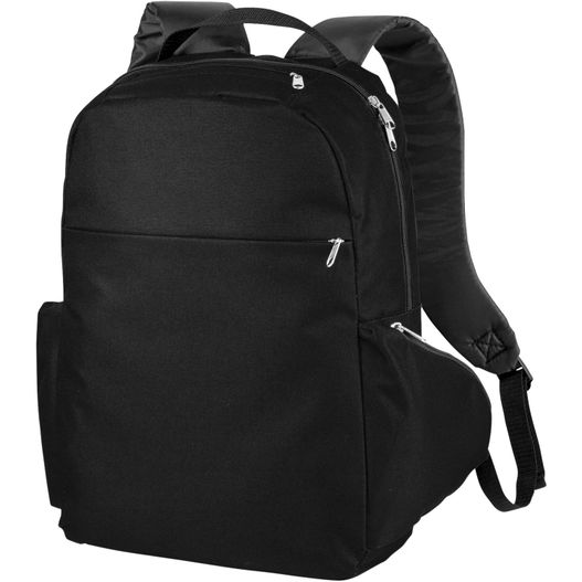 ein schwarzer rucksack mit reißverschluss vorne Slim 15" Laptop-Rucksack 15L (Bild 1)
