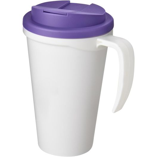 eine weiße und lila kaffeetasse mit einem lila deckel Americano® Grande 350 ml Isolierbecher mit auslaufsicherem Schraubverschluss (Bild 1)