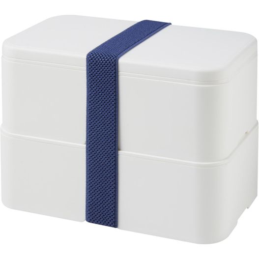 eine weiße lunchbox mit blauem band MIYO Doppel-Lunchbox (Bild 1)