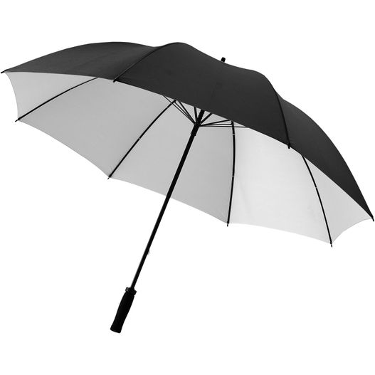 ein schwarzer und weißer regenschirm mit schwarzem griff Yfke 30" Golfschirm mit EVA Kunststofffgriff (Bild 1)