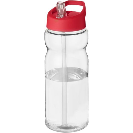 eine rote und klare wasserflasche mit einem stroh H2O Active® Base 650 ml Sportflasche mit Ausgussdeckel (Bild 1)