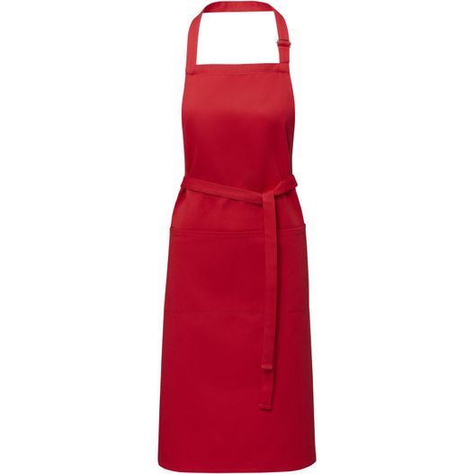 eine rote schürze mit einem gürtel auf weißem hintergrund Andrea 240 g/m² Schürze mit verstellbarem Nackenband (Bild 1)
