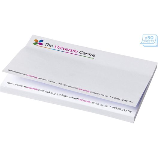 eine weiße visitenkarte mit einem logo darauf Sticky-Mate® Haftnotizen 150 x 100 mm (Bild 1)