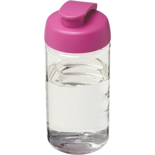 eine rosa wasserflasche mit einem deckel und einer pinken kappe H2O Active® Bop 500 ml Sportflasche mit Klappdeckel (Bild 1)