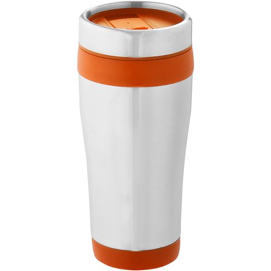 der orange und weiße reisebecher wird gezeigt Elwood 410 ml Isolierbecher (Bild 1)