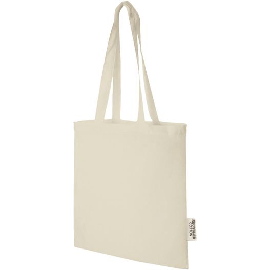 eine weiße tasche mit einem weißen griff Madras 140 g/m² Baumwoll Tragetasche aus GRS recycelter Baumwolle, 7L (Bild 1)
