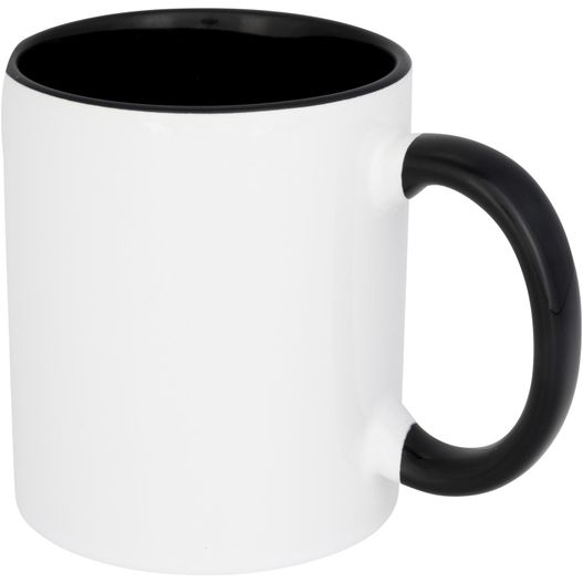 ein schwarzer und weißer kaffeebecher mit schwarzem griff Pix 330 ml Colour-Pop Sublimations-Tasse (Bild 1)