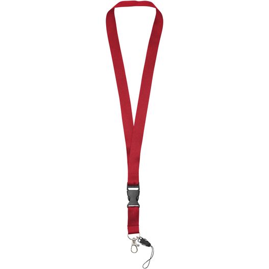 ein roter lanyard mit einem metallverschluss Sagan Lanyard mit abnehmbarer Schnalle und Handyband (Bild 1)