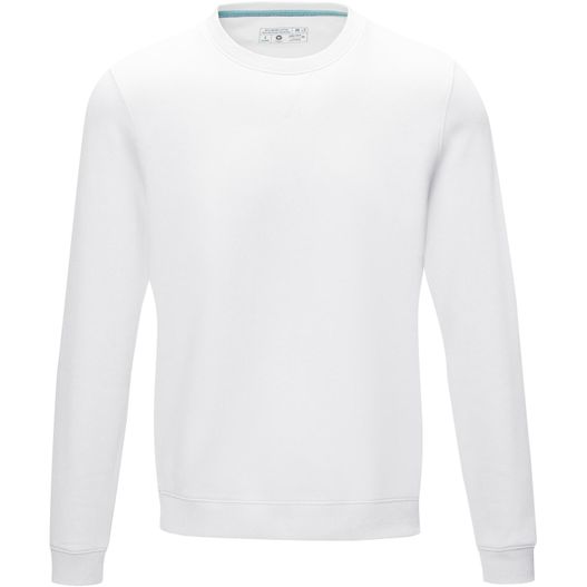 ein weißes sweatshirt mit blauem streifen auf der brust Jasper Pullover mit Rundhalsausschnitt aus Bio-Material für Herren (Bild 1)