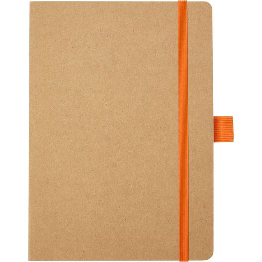 ein braunes notizbuch mit einem orangefarbenen band auf der seite Berk Notizbuch aus recyceltem Papier (Bild 1)