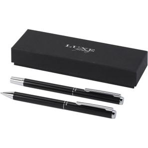 Lucetto Set mit Kugelschreiber und Tintenroller aus recyceltem Aluminium (schwarze Mine)