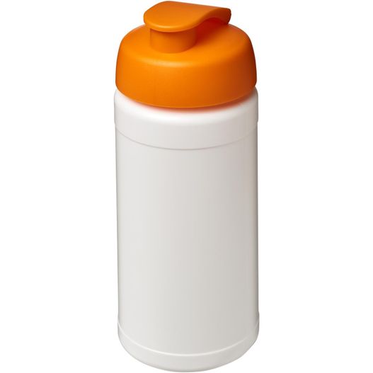 eine weiße und orange plastikwasserflasche mit deckel Baseline® Plus 500 ml Sportflasche mit Klappdeckel (Bild 1)