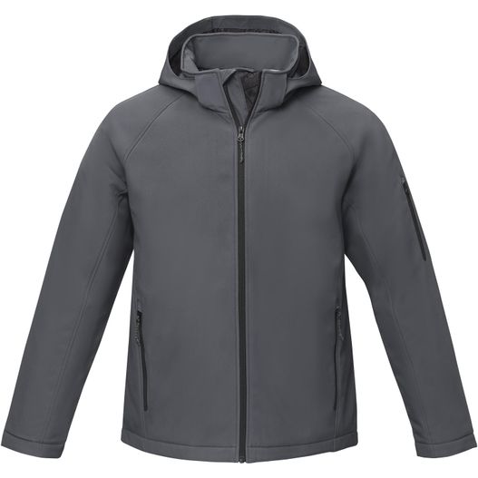 eine graue jacke mit kapuze und reißverschluss Notus wattierte Softshell Herrenjacke (Bild 1)