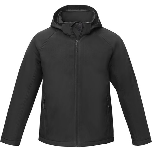 eine schwarze jacke mit kapuze und reißverschluss Notus wattierte Softshell Herrenjacke (Bild 1)