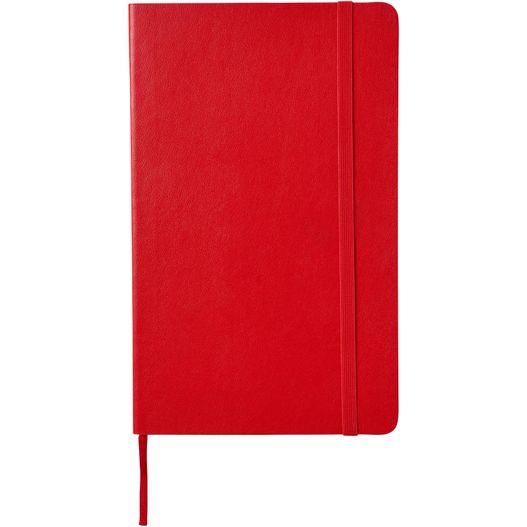 ein rotes notizbuch mit einem roten elastischen band Moleskine Classic Softcover Notizbuch L – liniert (Bild 1)