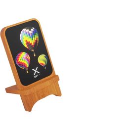 SCX.design W16 kabelloser 15-Watt-Ladeständer aus Holz mit Leuchtlogo