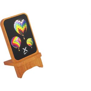 SCX.design W16 kabelloser 15-Watt-Ladeständer aus Holz mit Leuchtlogo