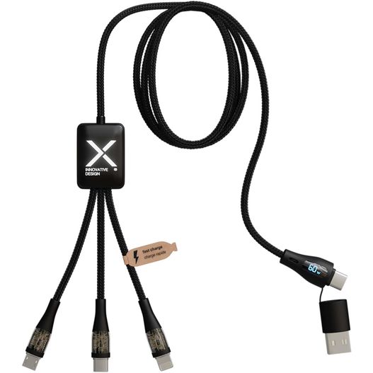 Produktabbildung SCX.design C51 60W 5-in-1-Schnellladekabel aus rPET mit Display SCX.design C51 60W 5-in-1-Schnellladekabel aus rPET mit Display (Bild 1)