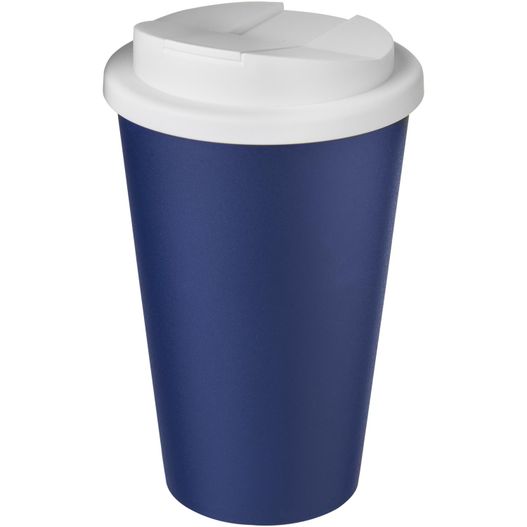 eine blaue tasse mit weißem deckel Americano® 350 ml Isolierbecher mit auslaufsicherem Schraubverschluss (Bild 1)