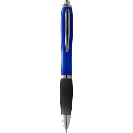 ein stift mit blauem körper und silberner spitze Nash Kugelschreiber farbig mit schwarzem Griff (schwarze Mine) (Bild 1)