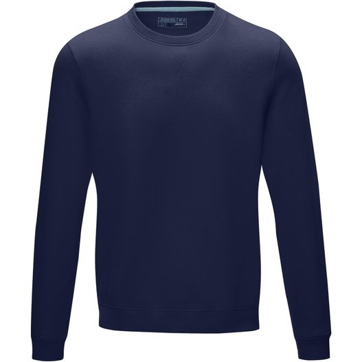 ein navy sweatshirt mit einem weißen logo auf der brust Jasper Pullover mit Rundhalsausschnitt aus Bio-Material für Herren (Bild 1)