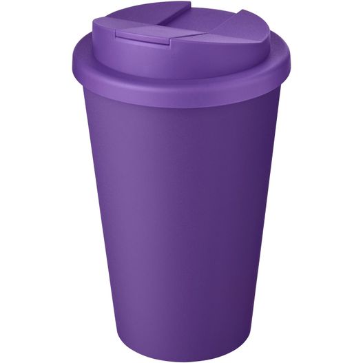 eine lila tasse mit deckel und deckel Americano® Eco 350 ml recycelter Becher mit auslaufsicherem Deckel (Bild 1)