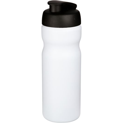 eine weiße sportflasche mit schwarzem deckel Baseline® Plus 650 ml Sportflasche mit Klappdeckel (Bild 1)